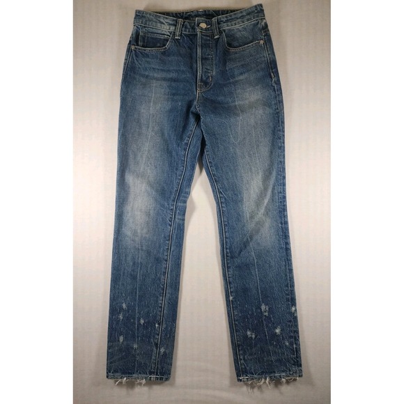 Helmut Lang High Rise Crop Slim Jeans Light Jackhammer Wash Distressed W Size 26 - Picture 2 of 15